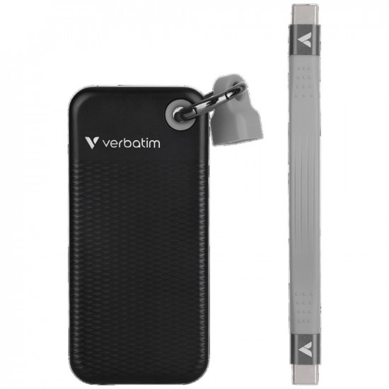 External Drive Verbatim Pocket SSD 512GB - keychain with USB-C cable 3.2 gen.2 black gray 32282