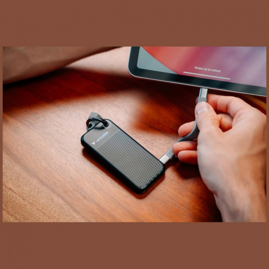 External Drive Verbatim Pocket SSD 512GB - keychain with USB-C cable 3.2 gen.2 black gray 32282