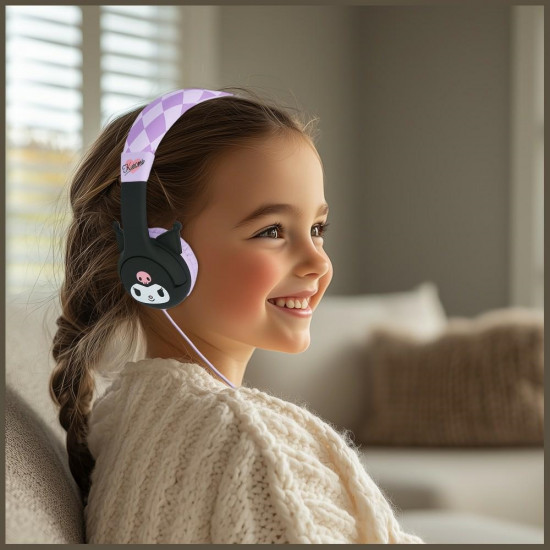 Children's On-Ear Headphones OTL Kuromi with Rubber Ears Children's On-Ear Headphones OTL Kuromi with Rubber Ears