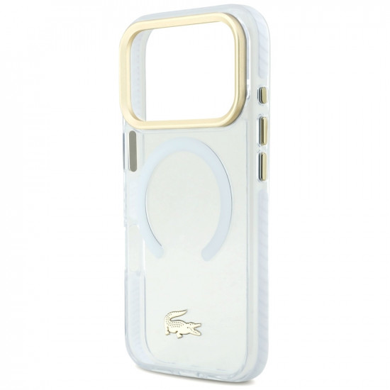 Lacoste Shockproof Transparent Frosted Gold Logo MagSafe Case for iPhone 17 Pro White Lacoste Shockproof Transparent Frosted Gold Logo MagSafe Case for iPhone 17 Pro White