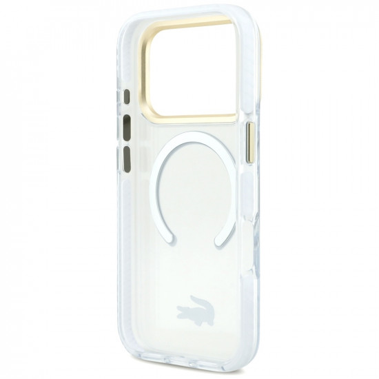 Lacoste Shockproof Transparent Frosted Gold Logo MagSafe Case for iPhone 17 Pro White Lacoste Shockproof Transparent Frosted Gold Logo MagSafe Case for iPhone 17 Pro White