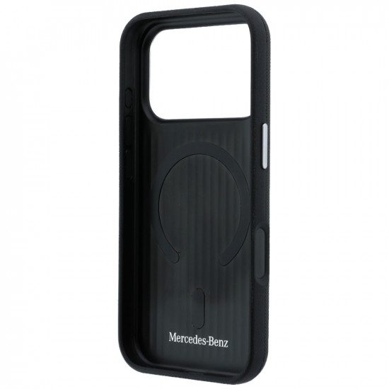 Case Mercedes Leather Semi Wrap Wood Effect MagSafe for iPhone 17 Pro Max black