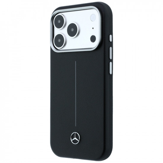 Case Mercedes Leather Semi Wrap Iconic Line MagSafe for iPhone 17 Pro black