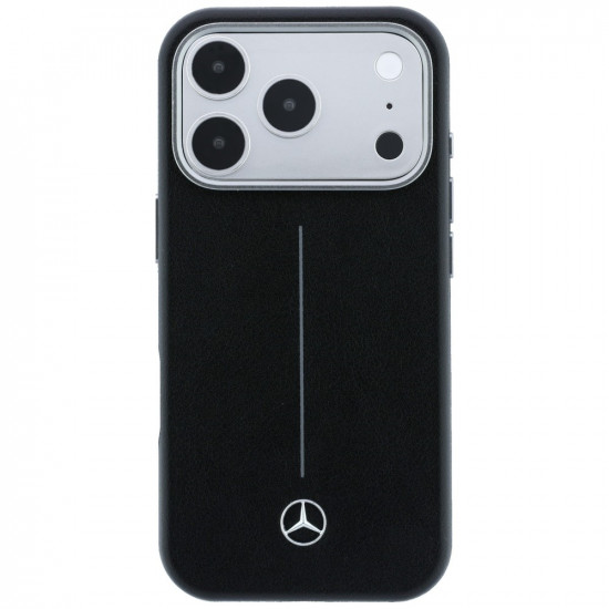 Case Mercedes Leather Semi Wrap Iconic Line MagSafe for iPhone 17 Pro black