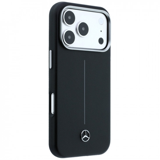 Case Mercedes Leather Semi Wrap Iconic Line MagSafe for iPhone 17 Pro black