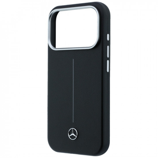 Case Mercedes Leather Semi Wrap Iconic Line MagSafe for iPhone 17 Pro black