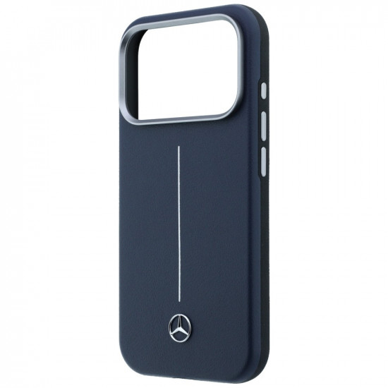 Case Mercedes Leather Semi Wrap Iconic Line MagSafe for iPhone 17 Pro navy