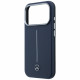 Case Mercedes Leather Semi Wrap Iconic Line MagSafe for iPhone 17 Pro navy
