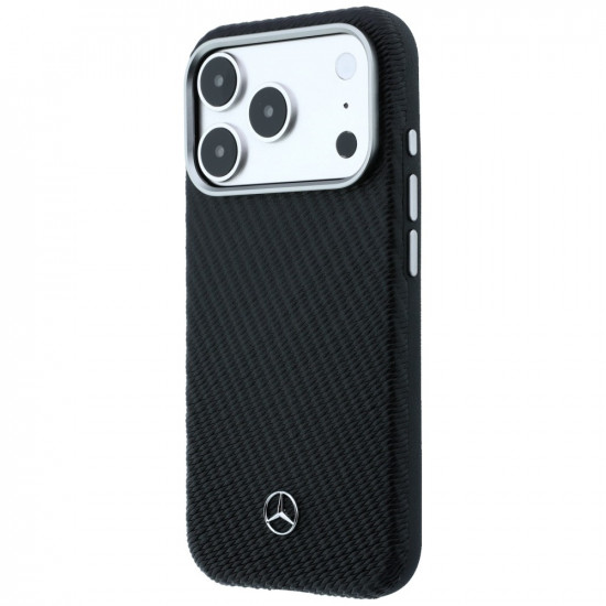 Case Mercedes Leather Semi Wrap Wood Effect MagSafe for iPhone 17 Pro black