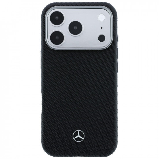 Case Mercedes Leather Semi Wrap Wood Effect MagSafe for iPhone 17 Pro black