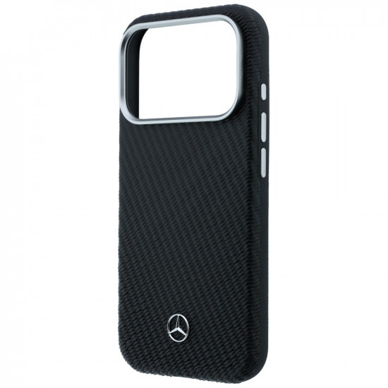 Case Mercedes Leather Semi Wrap Wood Effect MagSafe for iPhone 17 Pro black