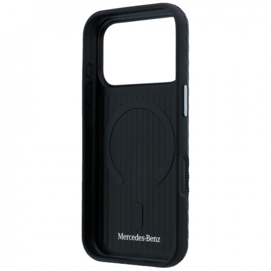 Case Mercedes Leather Semi Wrap Wood Effect MagSafe for iPhone 17 Pro black