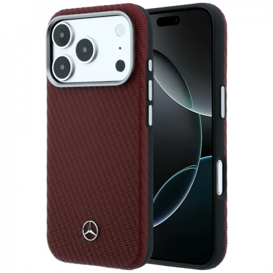 Case Mercedes Leather Semi Wrap Wood Effect MagSafe for iPhone 17 Pro red Case Mercedes Leather Semi Wrap Wood Effect MagSafe for iPhone 17 Pro red