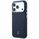 Case Mercedes Leather Semi Wrap Wood Effect MagSafe for iPhone 17 Pro navy