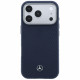 Case Mercedes Leather Semi Wrap Wood Effect MagSafe for iPhone 17 Pro Max navy