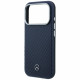Case Mercedes Leather Semi Wrap Wood Effect MagSafe for iPhone 17 Pro Max navy