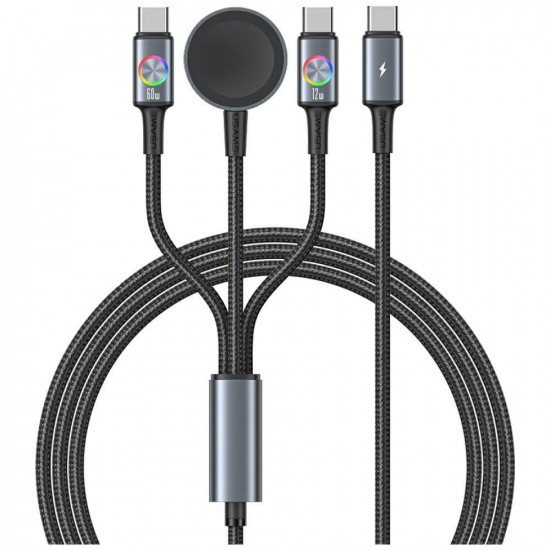 Cable USAMS Huan Series 3-in-1 with 72W Inductive Charger for USB-C tarnish