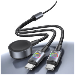 Cable USAMS Huan Series 3-in-1 with 72W Inductive Charger for USB-C tarnish