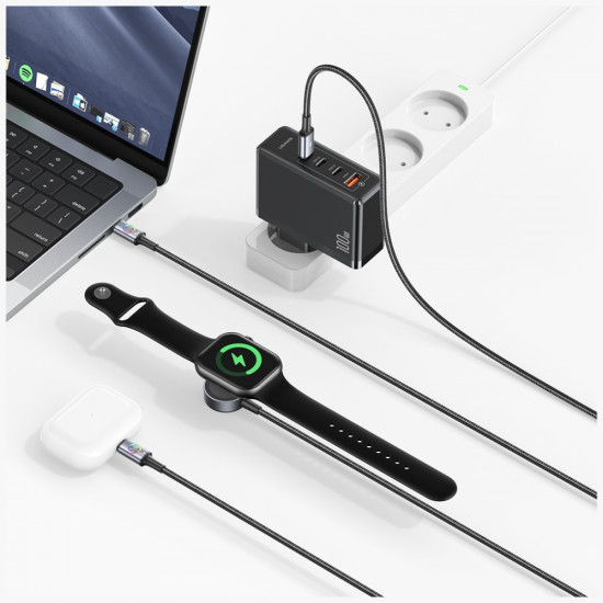 Cable USAMS Huan Series 3-in-1 with 72W Inductive Charger for USB-C tarnish