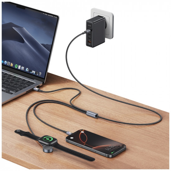 Cable USAMS Huan Series 3-in-1 with 72W Inductive Charger for USB-C tarnish