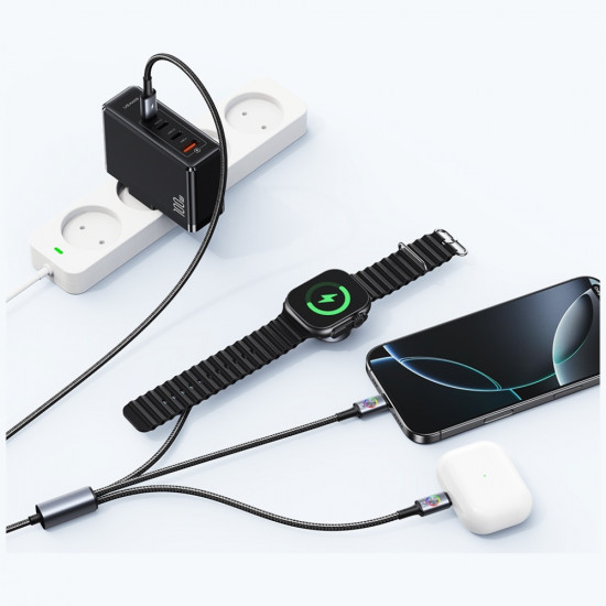 Cable USAMS Huan Series 3-in-1 with 72W Inductive Charger for USB-C tarnish