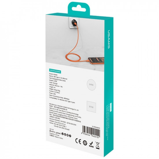 Cable USAMS U98 3A Silicone Fast Charging USB-C white