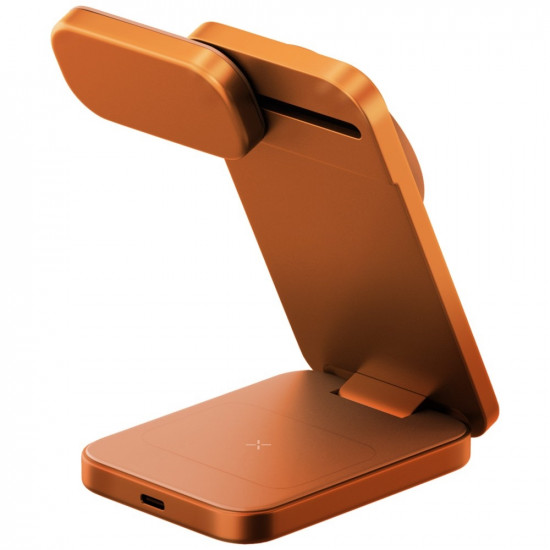 Wireless charger Energea MagTrio 2 3-in-1 Qi2 25W foldable orange