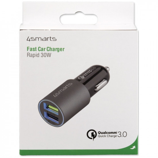 Car Charger 4smarts Charger Rapid 30W Quick Charge matte gray Car Charger 4smarts Charger Rapid 30W Quick Charge matte gray
