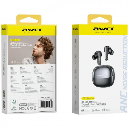 Wireless headphones T229 ANC AI with a charging dock gunmetal