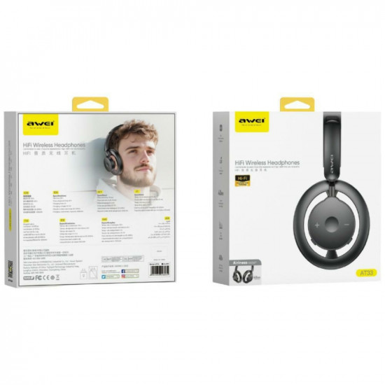 Wireless Over-Ear Headphones AWEI AT33 black
