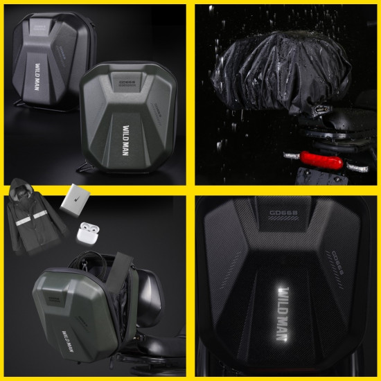 WildMan GD668 4L Rear Seat Bag for Electric Bike, black