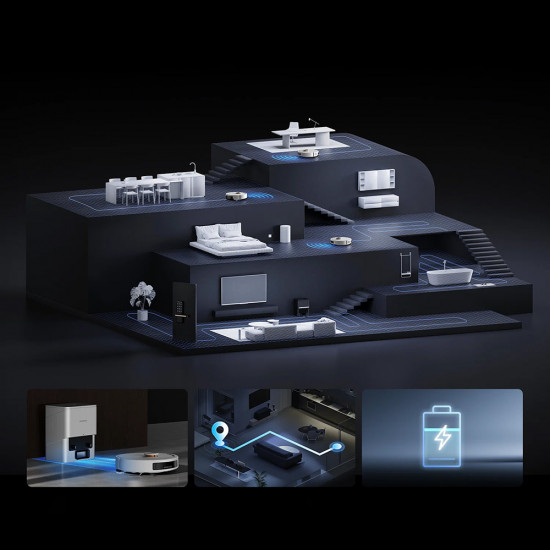 Deerma Robot Vacuum Cleaner (S30 Pro Plus) Dry & Wet Cleaning, 15000Pa, PreciSence LiDAR Tech, Anti Tangle System White