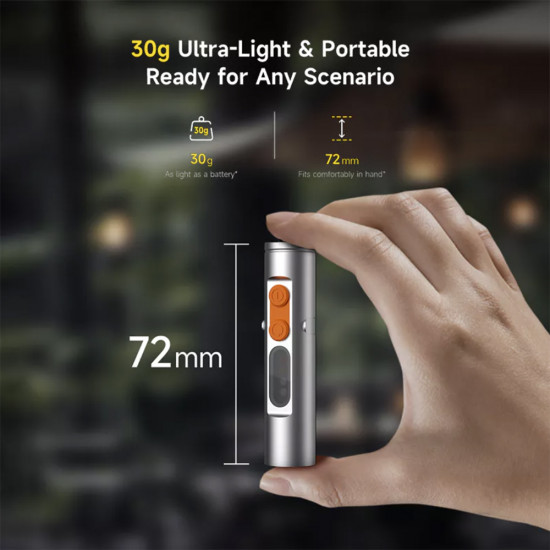 Deerma Mini Flashlight 4in1 (SD01) Magnetic, Pocket Clip, Glass Breaker, 9 Brightness Levels, 350lm, 300mAh, 0.74W Gray Deerma Mini Flashlight 4in1 (SD01) Magnetic, Pocket Clip, Glass Breaker, 9 Brightness Levels, 350lm, 300mAh, 0.74W Gray