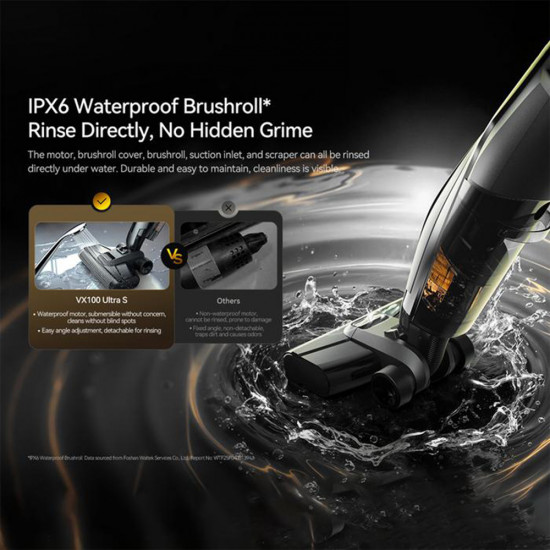 Deerma Cordless Vacuum Cleaner (VX100 Ultra S) Dry & Wet Cleaning, 22000Pa, 300W, 0.6L, Smart Base, Auto Clean Black Deerma Cordless Vacuum Cleaner (VX100 Ultra S) Dry & Wet Cleaning, 22000Pa, 300W, 0.6L, Smart Base, Auto Clean Black