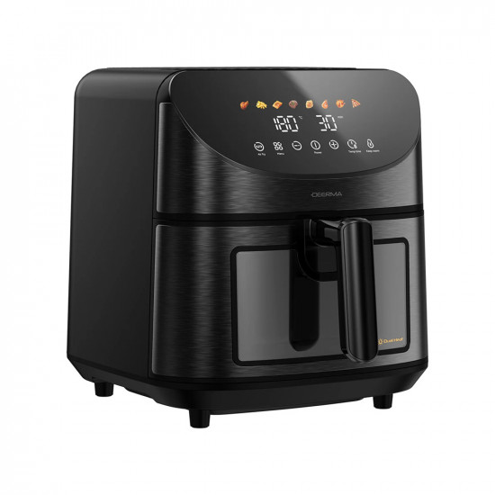 Deerma Air Fryer (KZ150W) 8L Bowl Capacity, 1700W, 65°C 200°C, Timer, 8 Programs, 3D Hot Air Convection, Touch Black Deerma Air Fryer (KZ150W) 8L Bowl Capacity, 1700W, 65°C 200°C, Timer, 8 Programs, 3D Hot Air Convection, Touch Black