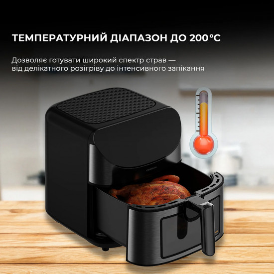 Deerma Air Fryer (KZ150W) 8L Bowl Capacity, 1700W, 65°C 200°C, Timer, 8 Programs, 3D Hot Air Convection, Touch Black Deerma Air Fryer (KZ150W) 8L Bowl Capacity, 1700W, 65°C 200°C, Timer, 8 Programs, 3D Hot Air Convection, Touch Black
