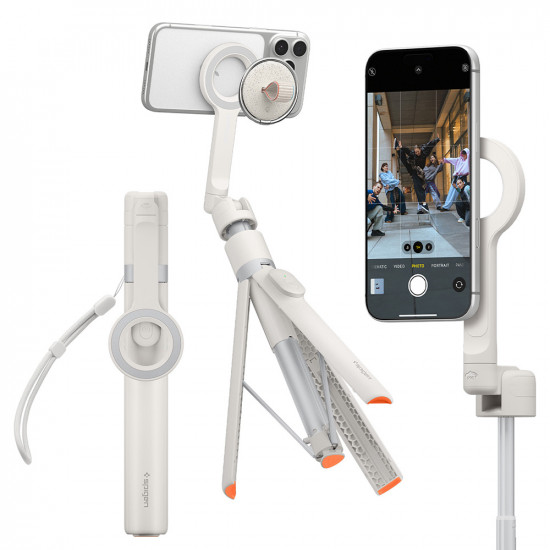 Spigen Selfie Stick S582W (AMP11373) MagSafe Compatible, with Tripod, Stable, Bluetooth Dune Beige
