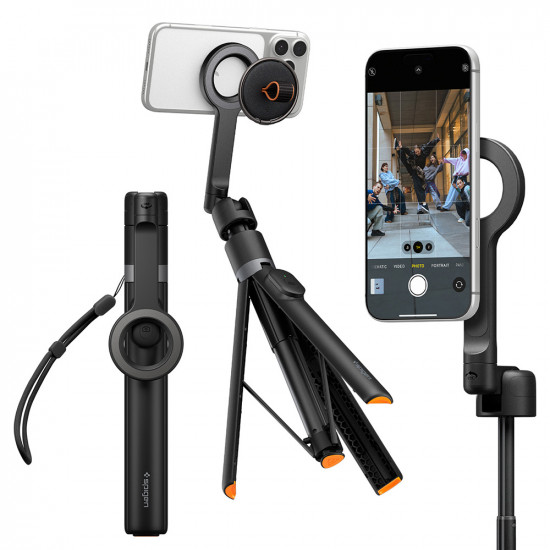 Spigen Selfie Stick S582W (AMP11372) MagSafe Compatible, with Tripod, Stable, Bluetooth Black Spigen Selfie Stick S582W (AMP11372) MagSafe Compatible, with Tripod, Stable, Bluetooth Black