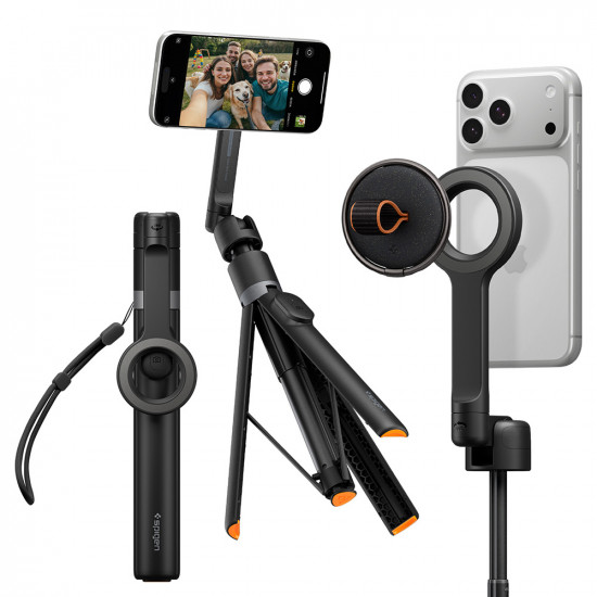 Spigen Selfie Stick S582W (AMP11372) MagSafe Compatible, with Tripod, Stable, Bluetooth Black Spigen Selfie Stick S582W (AMP11372) MagSafe Compatible, with Tripod, Stable, Bluetooth Black