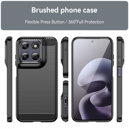 Techsuit Carbon Silicone Motorola Moto G87 / G77 / G67 Black
