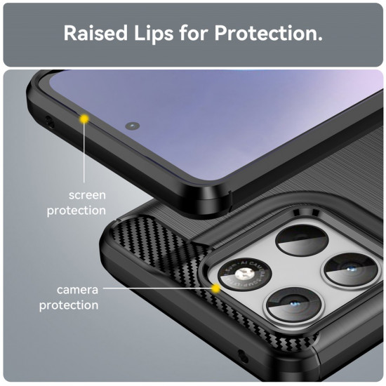 Techsuit Carbon Silicone Motorola Moto G37 / G37 Power / G47 / G57 Power / G67 Power Black