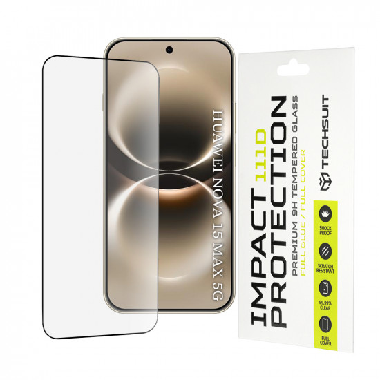 Techsuit 111D Full Cover / Full Glue Glass Huawei nova 15 Max Black