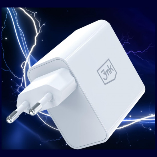 3MK FlowPower Wall Charger USB-A + USB-C 45W PD 3.0 QC4+ white