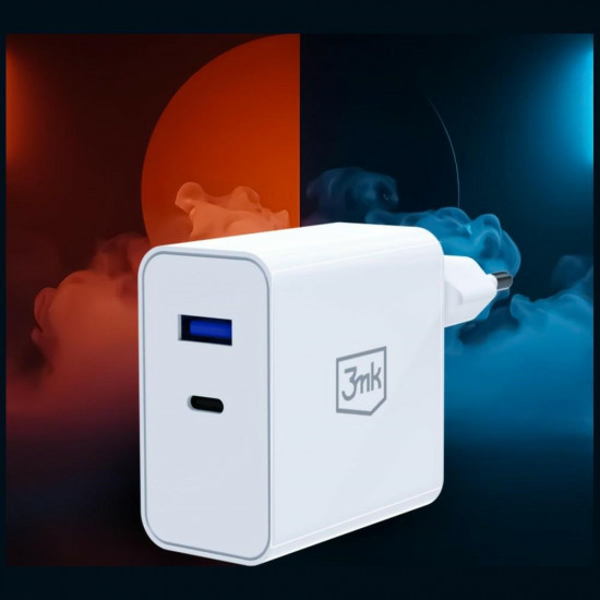 3MK FlowPower Wall Charger USB-A + USB-C 45W PD 3.0 QC4+ white