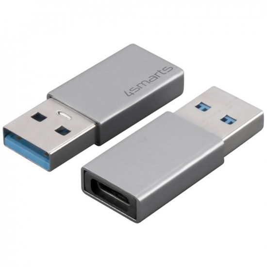 4smarts Passive USB-A 3.0 to USB-C 2 pcs adapter. silver 4smarts Passive USB-A 3.0 to USB-C 2 pcs adapter. silver