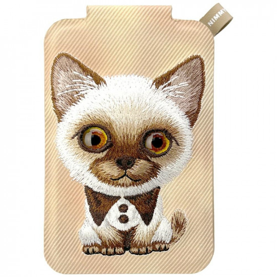 Magnetic phone wallet stand Nimmy New Big-Eye Cute Pets 2.0 Cat brown