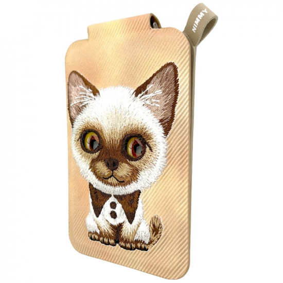 Magnetic phone wallet stand Nimmy New Big-Eye Cute Pets 2.0 Cat brown