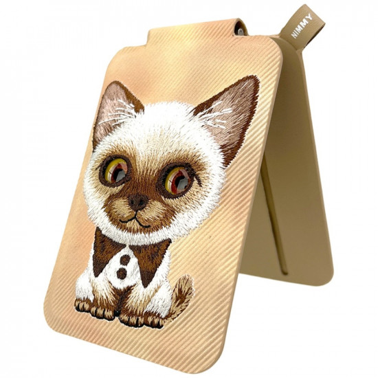 Magnetic phone wallet stand Nimmy New Big-Eye Cute Pets 2.0 Cat brown