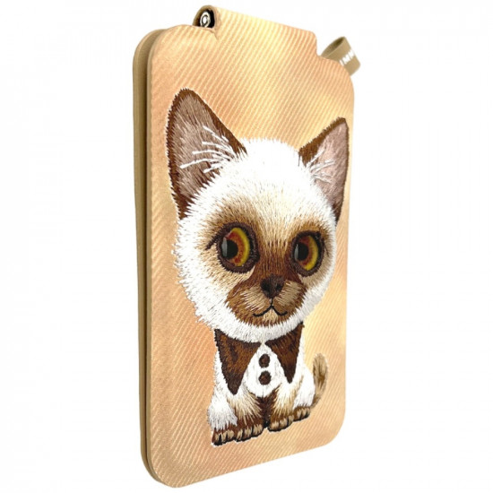 Magnetic phone wallet stand Nimmy New Big-Eye Cute Pets 2.0 Cat brown