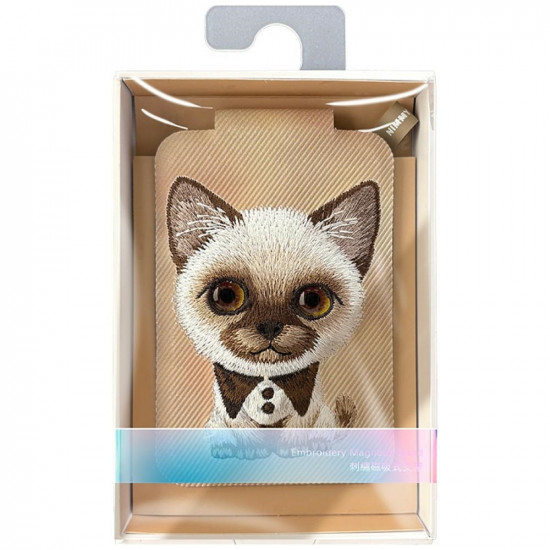 Magnetic phone wallet stand Nimmy New Big-Eye Cute Pets 2.0 Cat brown